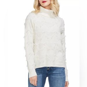 Vince Camuto Geometric-Fringe Turtleneck Sweater